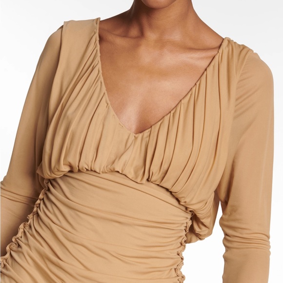 Saint Laurent Drapped Mini Dress Beige - Picture 6 of 7